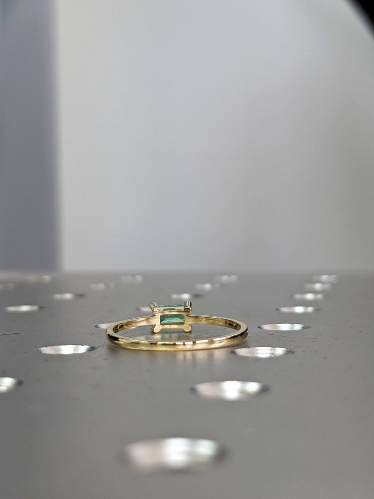 emerald baguette ring 14k gold Emerald Ring Baguette Emerald Ring 14k Solid Gold Minimalist Emerald Ring Stacking Emerald Ring