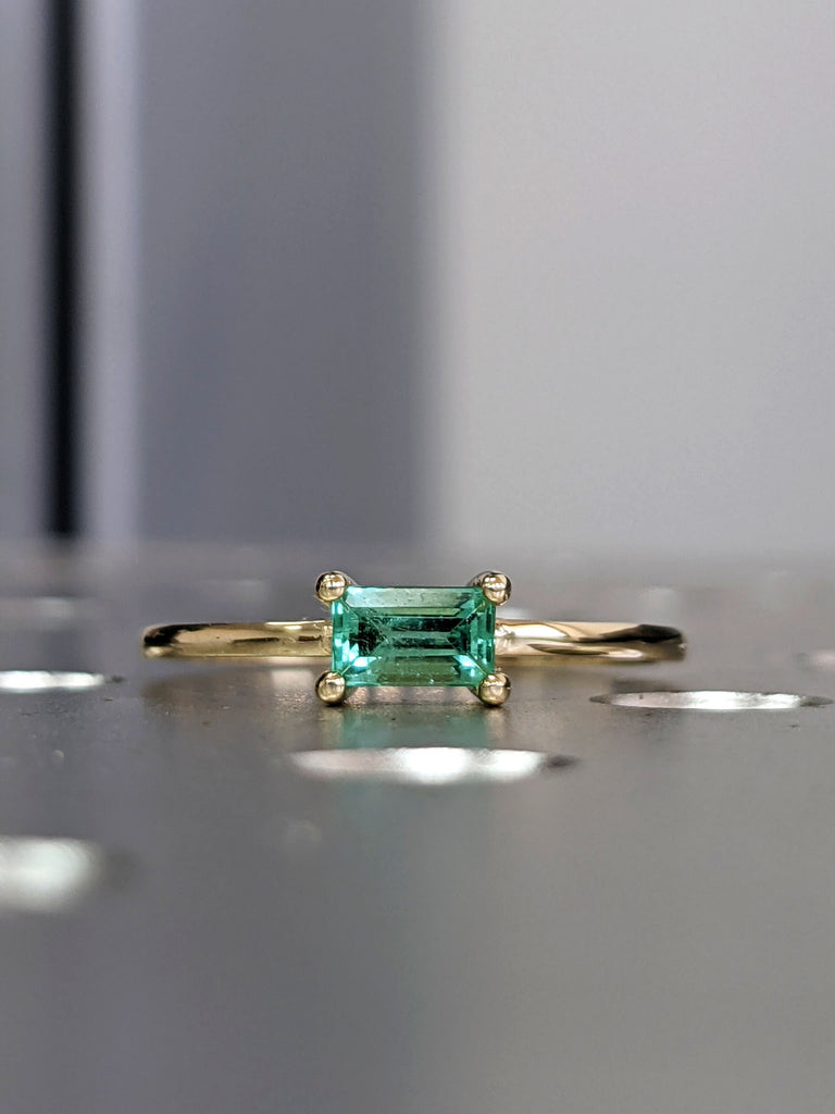 emerald baguette ring 14k gold Emerald Ring Baguette Emerald Ring 14k Solid Gold Minimalist Emerald Ring Stacking Emerald Ring