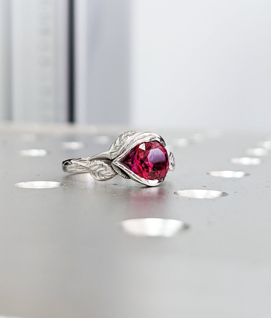 Ruby Engagement Ring, Leaves Ring Ruby Ring, Ruby Engagement Ring Leaf Engagement Ring Rose Gold Ruby Ring, Leaf Ring, Nature Ring