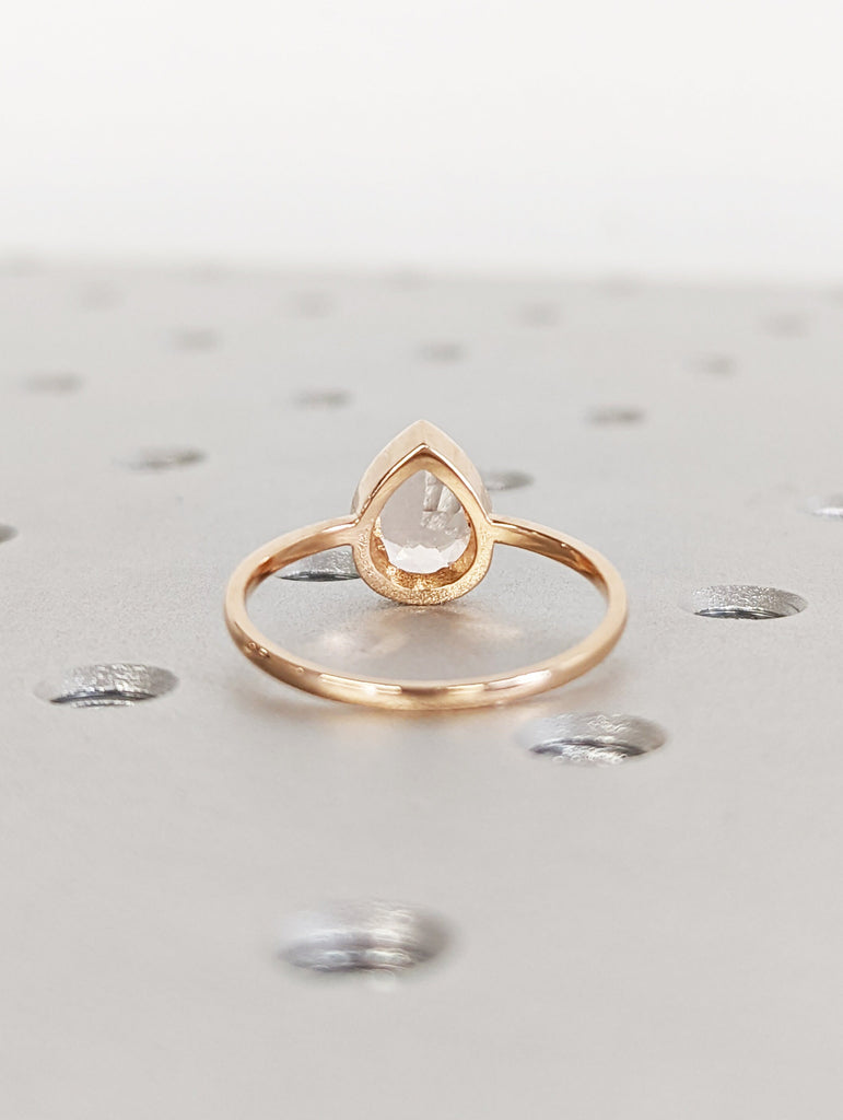 Vintage Teardrop Morganite Ring- 18K Rose Gold Ring- Morganite Engagement Ring- Promise Ring- Anniversary Birthday Gift For Her- Minimalist