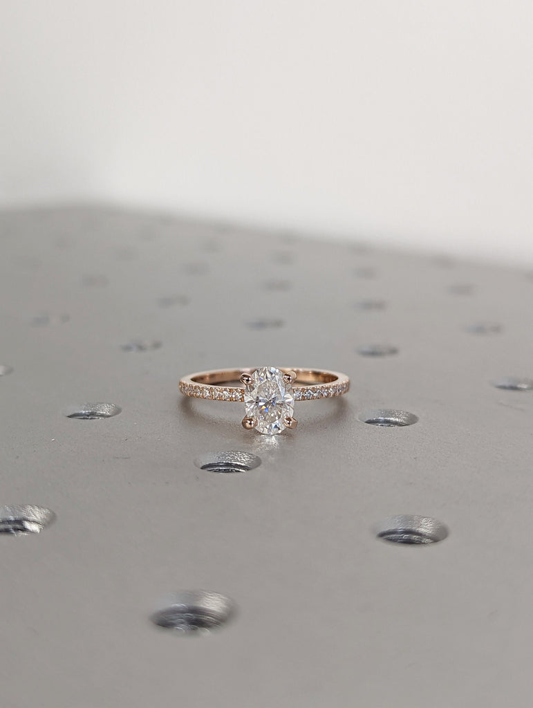 1cts Moissanite Oval Engagement Ring, Oval Moissanite and Solitaire Wedding Ring, Rose Gold Moissanite Ring