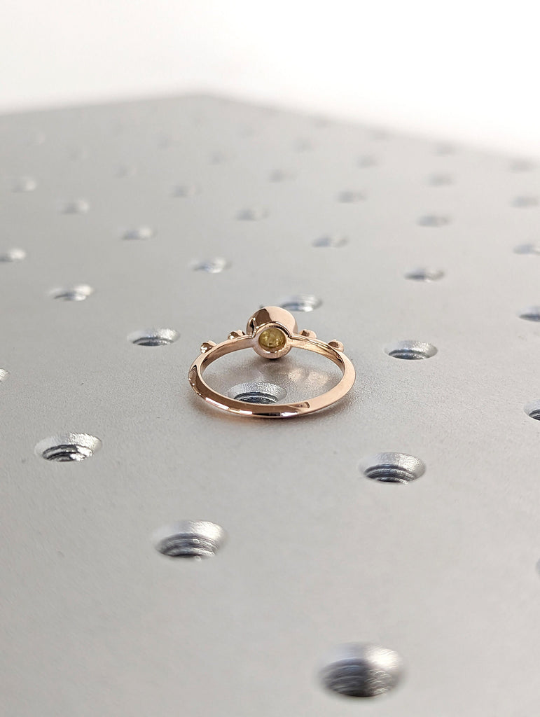 Unique Engagement Ring Rose Cut Diamond Round Ring, Vintage Brown Rose Cut Diamond Ring, Brown Round Rose Cut 14k Gold Non Traditional Ring