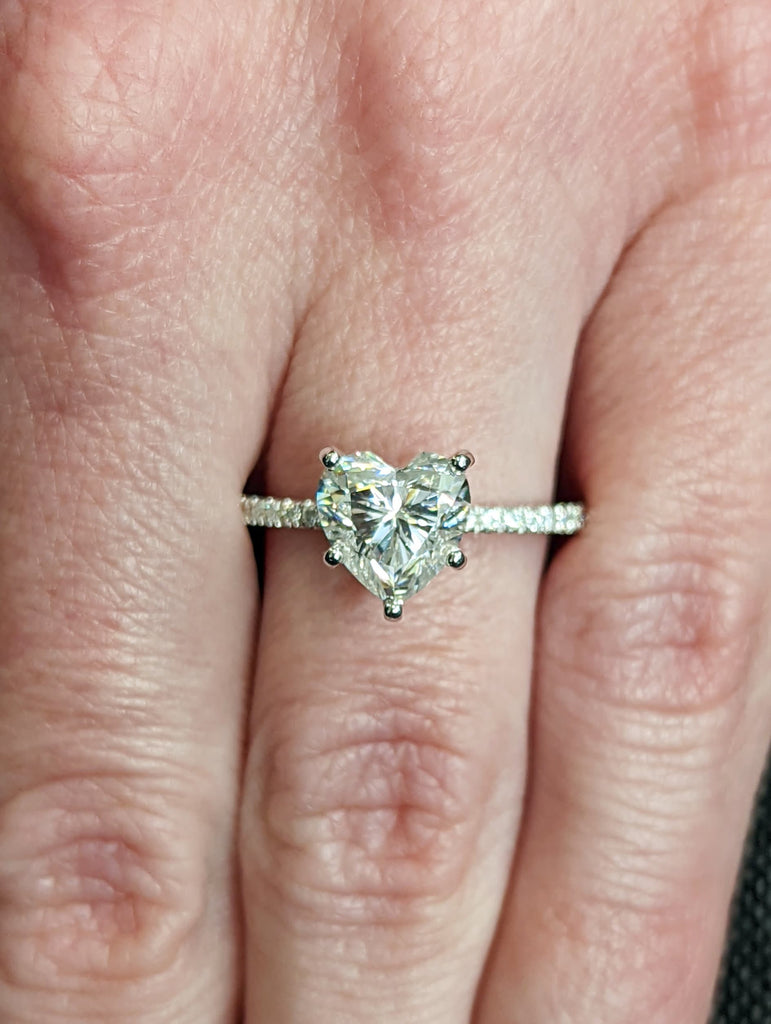 14K Solid Gold Engagement Ring /2CT Heart Moissanite Diamond Wedding Ring /Moissanite Engagement Ring /Stack Ring /Promise ring /White gold