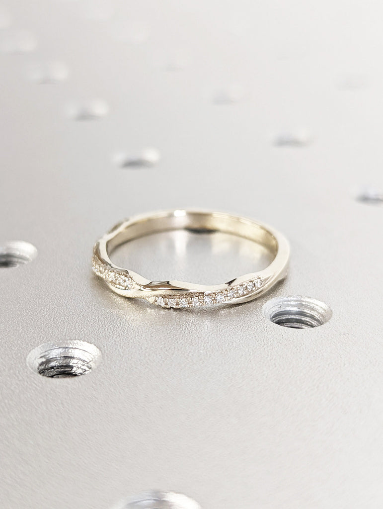 Petite Twist Half Eternity Ring Infinity Wedding Band Twist Vine Engagement Ring Rope Ring Stackable Ring Promise Ring Anniversary Ring 14k