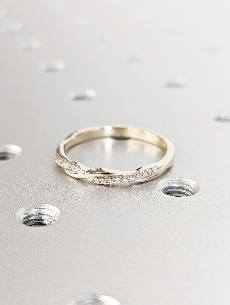 Petite Twist Half Eternity Ring Infinity Wedding Band Twist Vine Engagement Ring Rope Ring Stackable Ring Promise Ring Anniversary Ring 14k