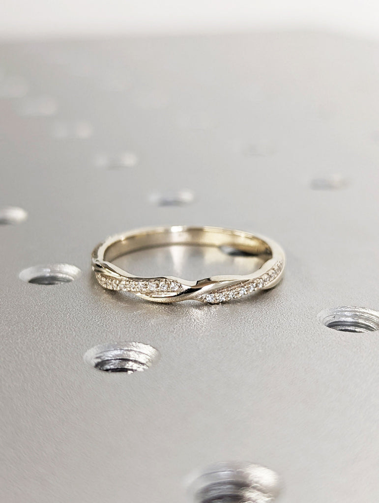 Petite Twist Half Eternity Ring Infinity Wedding Band Twist Vine Engagement Ring Rope Ring Stackable Ring Promise Ring Anniversary Ring 14k