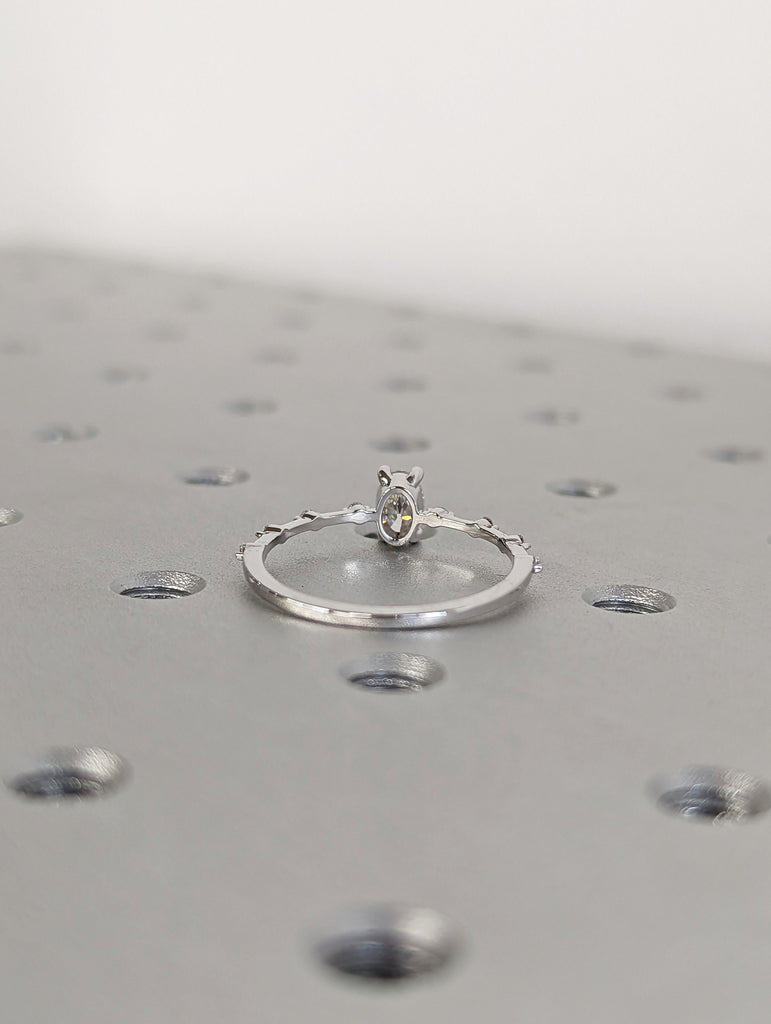 0.5 CT Oval Engagement Ring, Dainty Moissanite Engagement Ring