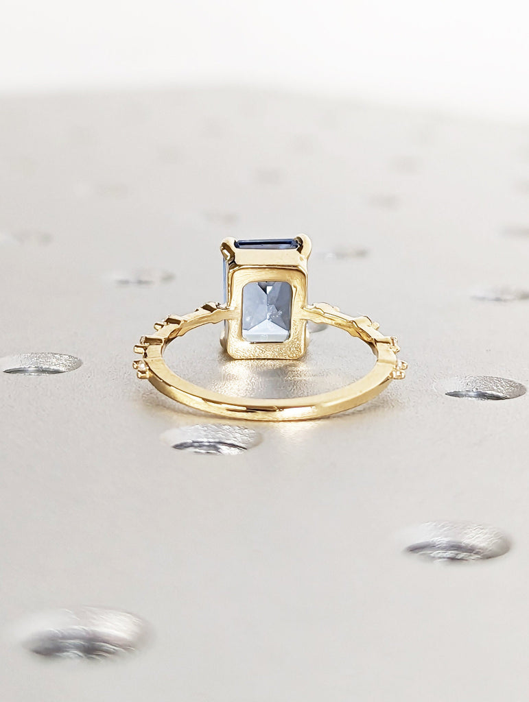 Unique Aquamarine Ring, Elegant Engagement Ring, Blue Promise Ring, 14k 18k Radiant Cut Aquamarine Ring, Anniversary Birthday Gift For Her
