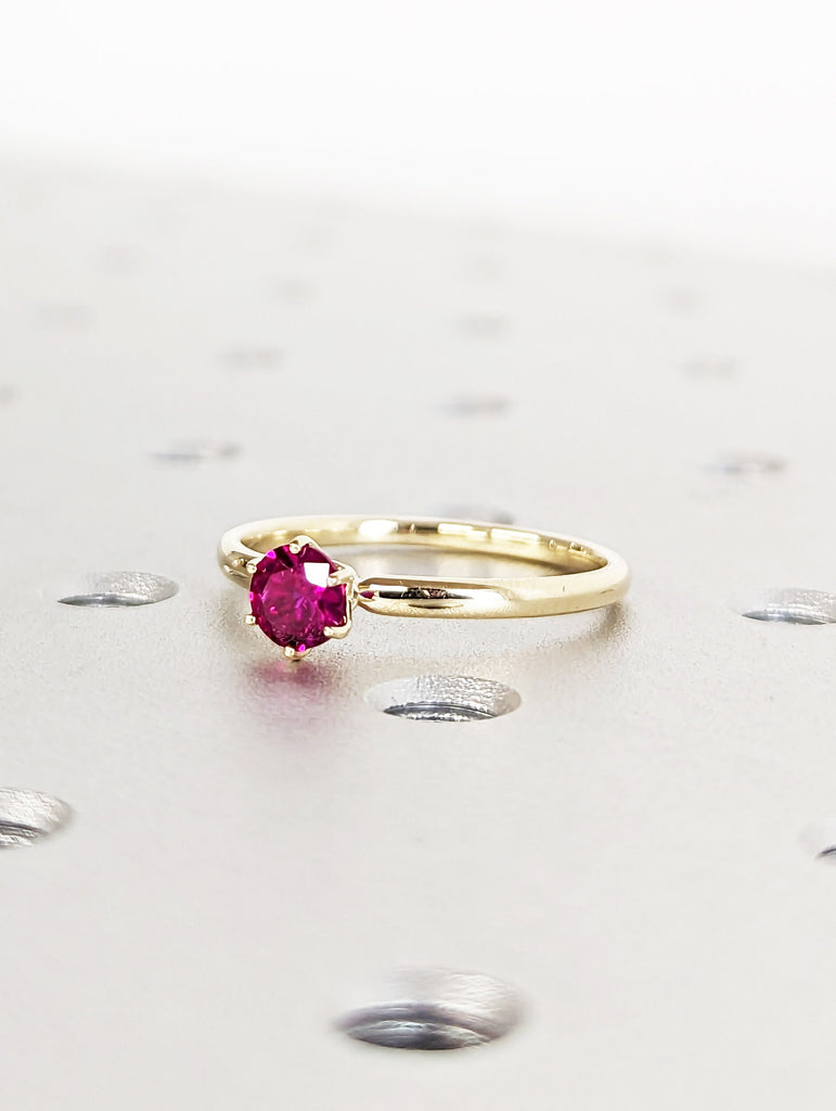 Ruby Ring, Unique Engagement Ring, Solitaire Ring, Round Ruby Ring, Ruby Jewelry, Ruby Solitaire, Gemstone Solitaire, Beautiful Ring, Red