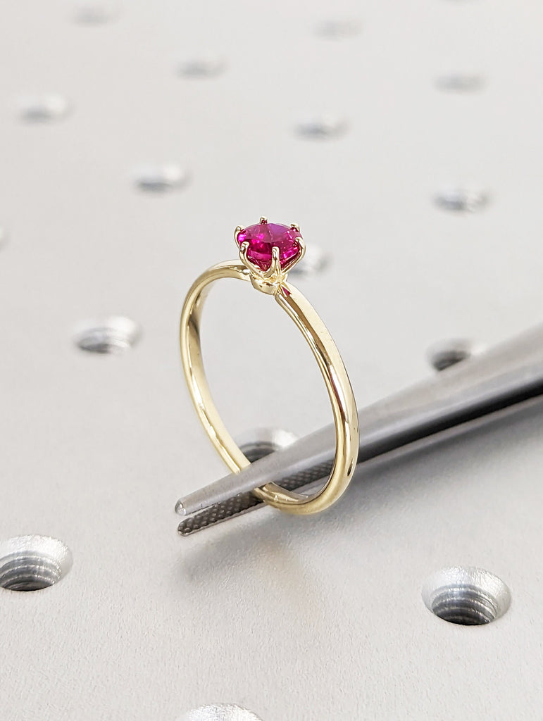 Ruby Ring, Unique Engagement Ring, Solitaire Ring, Round Ruby Ring, Ruby Jewelry, Ruby Solitaire, Gemstone Solitaire, Beautiful Ring, Red