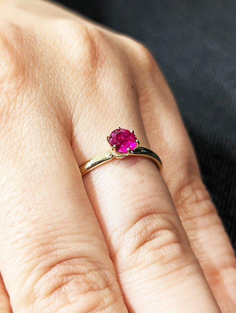 Ruby Ring, Unique Engagement Ring, Solitaire Ring, Round Ruby Ring, Ruby Jewelry, Ruby Solitaire, Gemstone Solitaire, Beautiful Ring, Red