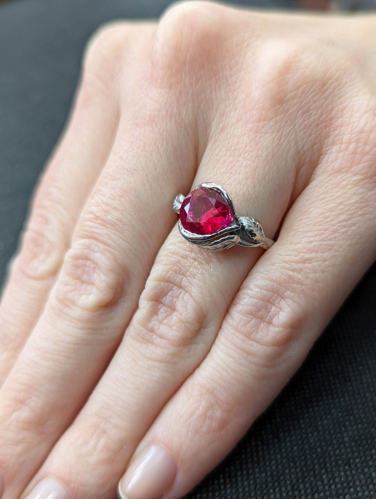 Ruby Engagement Ring, Leaves Ring Ruby Ring, Ruby Engagement Ring Leaf Engagement Ring Rose Gold Ruby Ring, Leaf Ring, Nature Ring