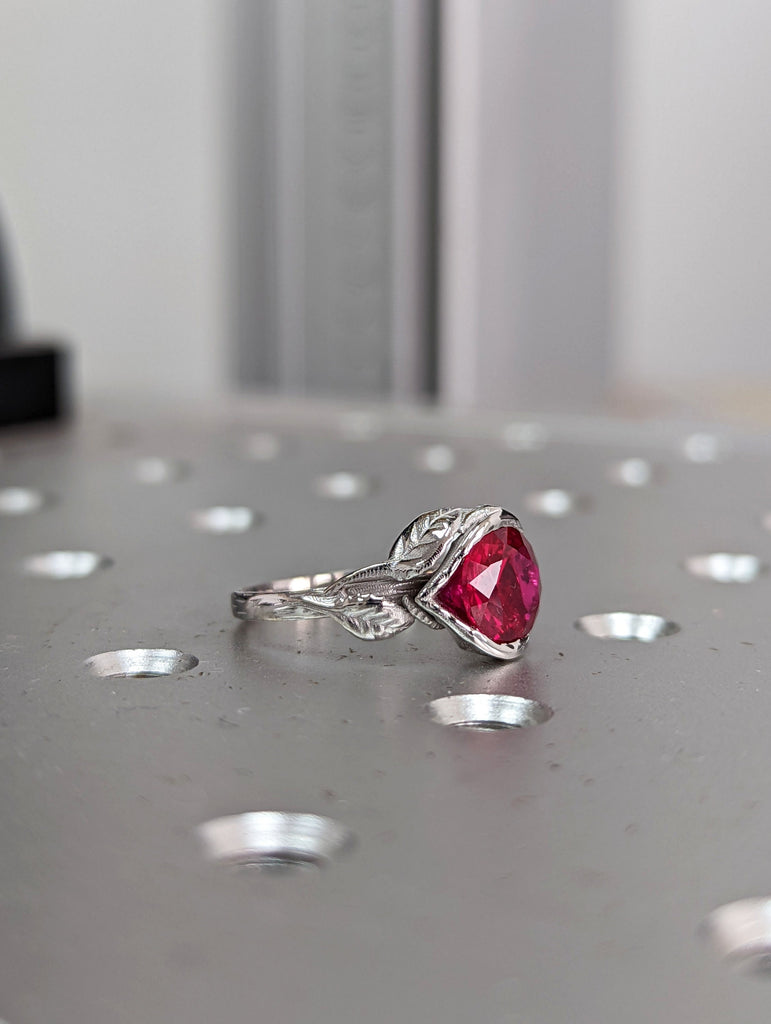 Ruby Engagement Ring, Leaves Ring Ruby Ring, Ruby Engagement Ring Leaf Engagement Ring Rose Gold Ruby Ring, Leaf Ring, Nature Ring