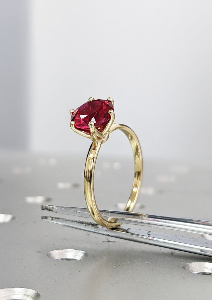 Ruby Ring, Unique Engagement Ring, Solitaire Ring, Round Ruby Ring, Ruby Jewelry, Ruby Solitaire, Gemstone Solitaire, Beautiful Ring, Red