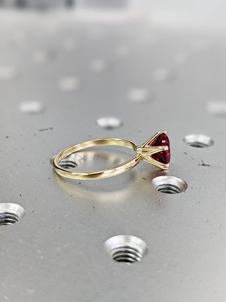 Ruby Ring, Unique Engagement Ring, Solitaire Ring, Round Ruby Ring, Ruby Jewelry, Ruby Solitaire, Gemstone Solitaire, Beautiful Ring, Red