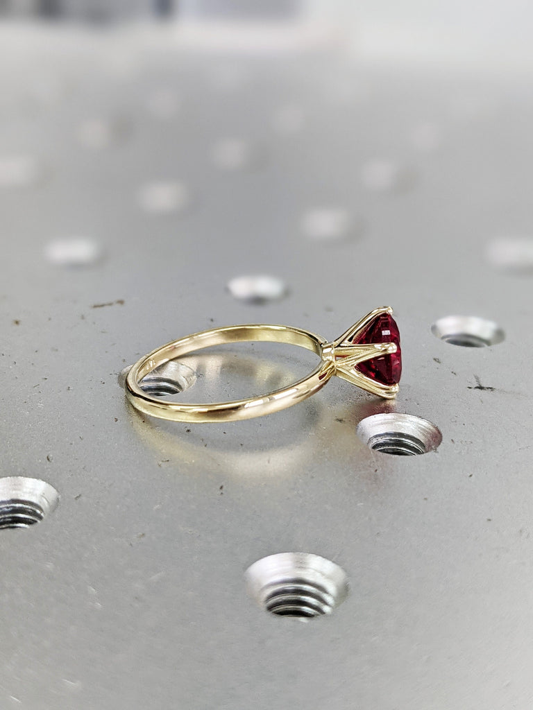 Ruby Ring, Unique Engagement Ring, Solitaire Ring, Round Ruby Ring, Ruby Jewelry, Ruby Solitaire, Gemstone Solitaire, Beautiful Ring, Red