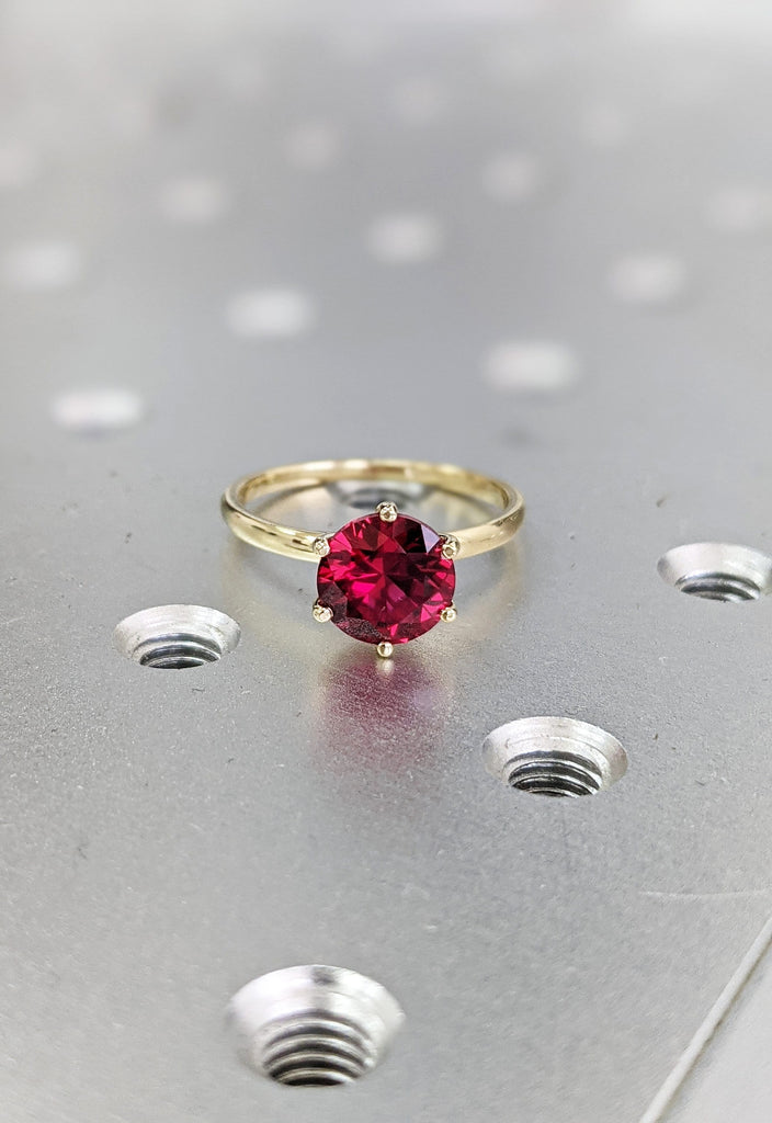 Ruby Ring, Unique Engagement Ring, Solitaire Ring, Round Ruby Ring, Ruby Jewelry, Ruby Solitaire, Gemstone Solitaire, Beautiful Ring, Red