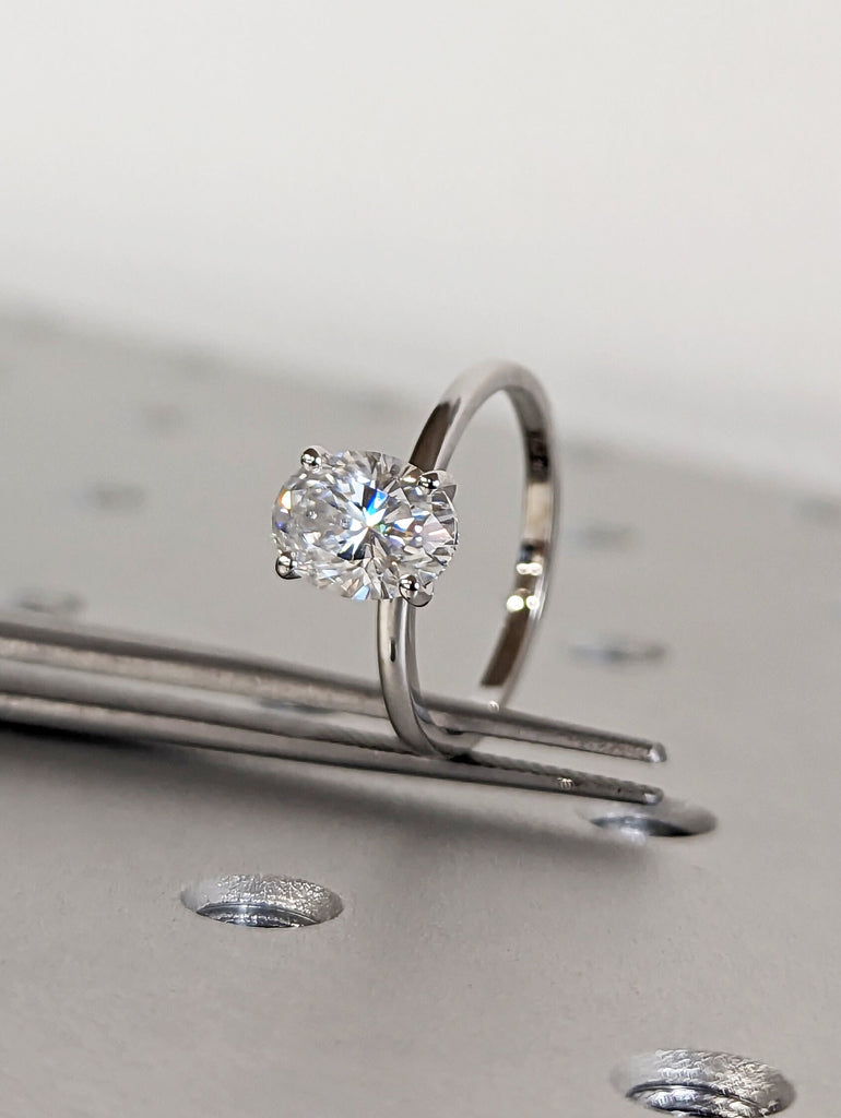 14K Solid Gold Ring/ 1.5CT Oval Moissanite Wedding Ring/ Moissanite Engagement Ring/ Anniversary Ring/Promise Ring/White Gold Ring/Solitaire