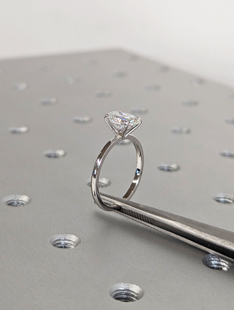 14K Solid Gold Ring/ 1.5CT Oval Moissanite Wedding Ring/ Moissanite Engagement Ring/ Anniversary Ring/Promise Ring/White Gold Ring/Solitaire