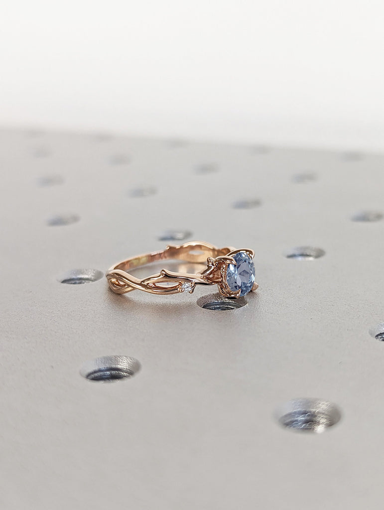 Unique Aquamarine Ring, Elegant Engagement Ring, Blue Promise Ring, 14k Round Cut Aquamarine Ring, Anniversary Birthday Gift For Her