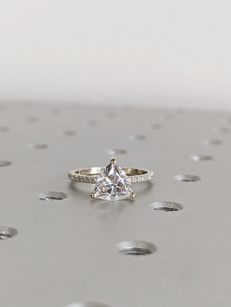 14K Solid Gold Engagement Ring /2CT Trillion Moissanite Diamond Wedding Ring/Moissanite Engagement Ring/Stack Ring/Promise ring/Rose gold