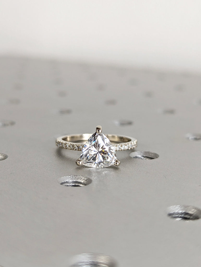 14K Solid Gold Engagement Ring /2CT Trillion Moissanite Diamond Wedding Ring/Moissanite Engagement Ring/Stack Ring/Promise ring/Rose gold