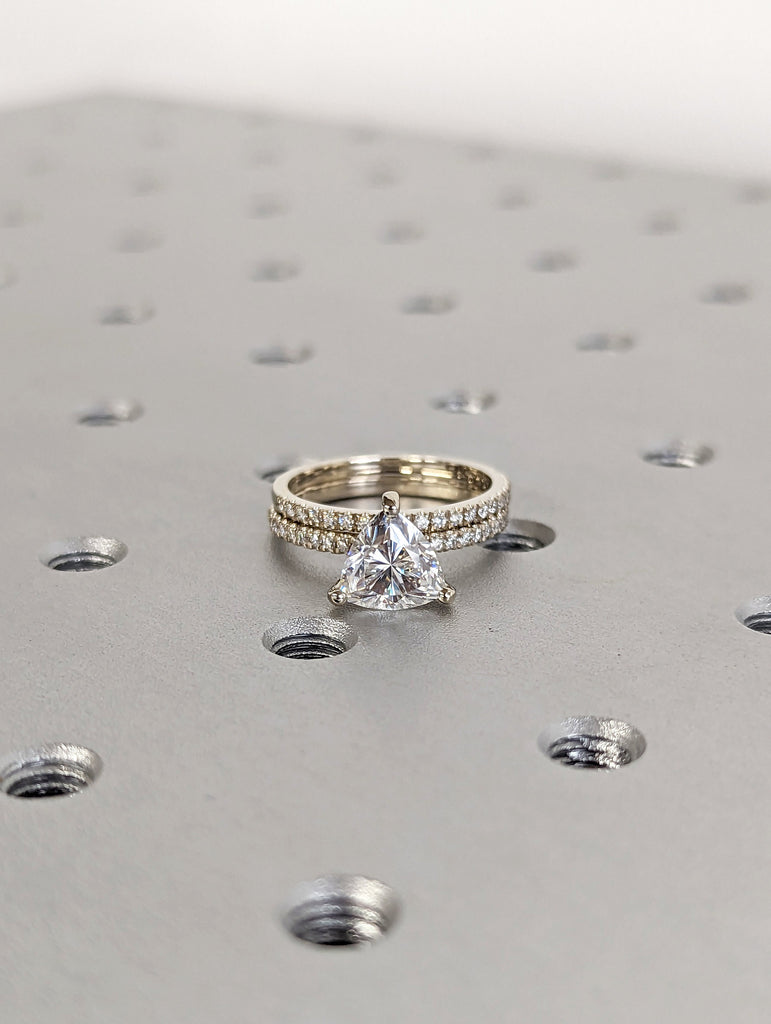 14K Solid Gold Engagement Ring /2CT Trillion Moissanite Diamond Wedding Ring/Moissanite Engagement Ring/Stack Ring/Promise ring/Rose gold