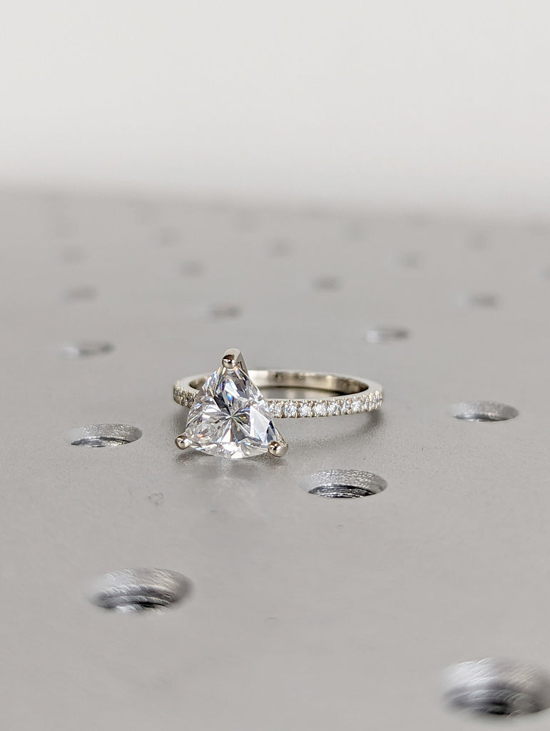 14K Solid Gold Engagement Ring /2CT Trillion Moissanite Diamond Wedding Ring/Moissanite Engagement Ring/Stack Ring/Promise ring/Rose gold