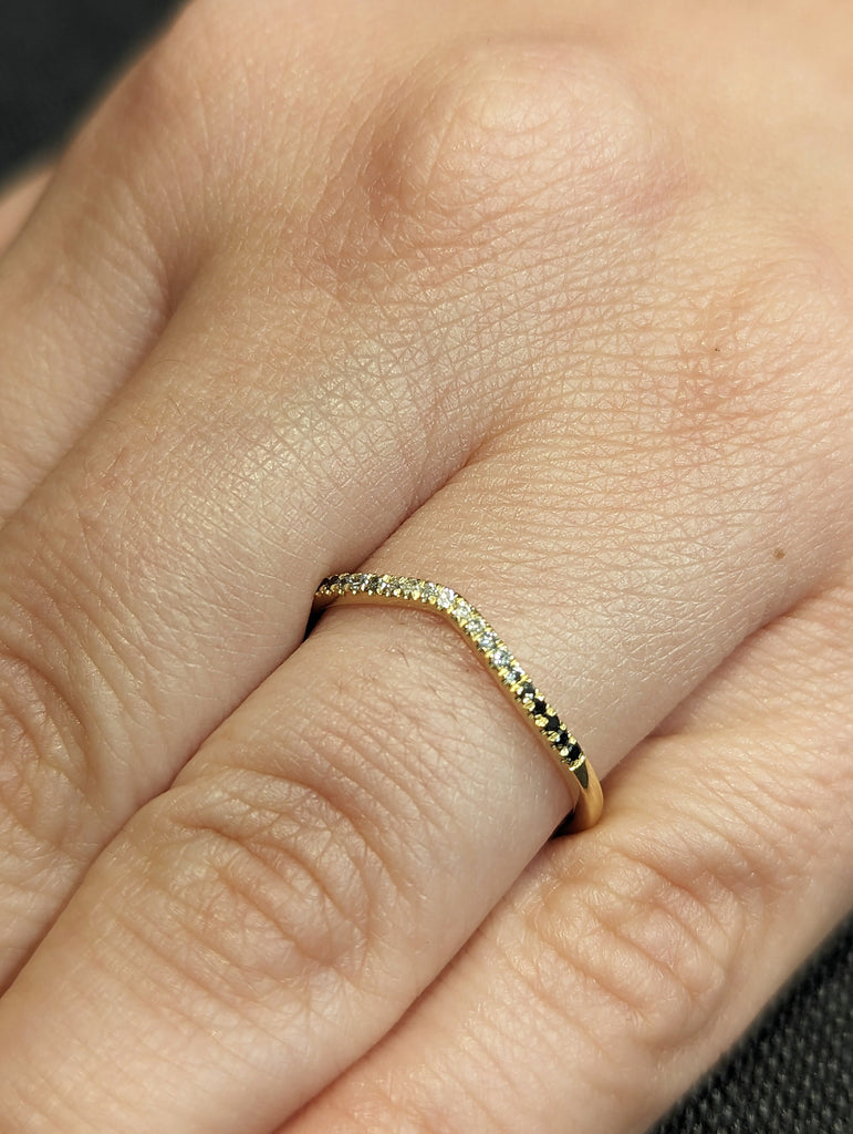 Ombre Diamond Eternity Ring / 14k Gold Half Eternity Diamond Ring / Half Around Diamond Wedding Band / Stackable Ring / Curved Ring Guard