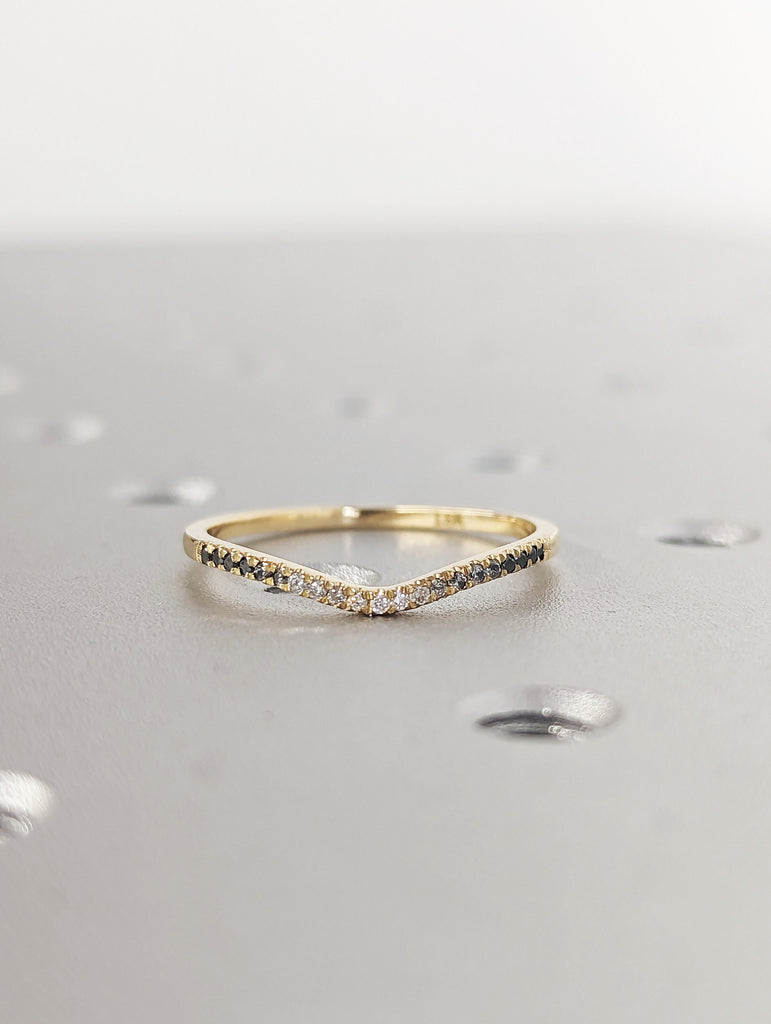 Ombre Diamond Eternity Ring / 14k Gold Half Eternity Diamond Ring / Half Around Diamond Wedding Band / Stackable Ring / Curved Ring Guard