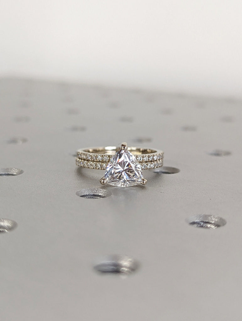 14K Solid Gold Engagement Ring /2CT Trillion Moissanite Diamond Wedding Ring/Moissanite Engagement Ring/Stack Ring/Promise ring/Rose gold