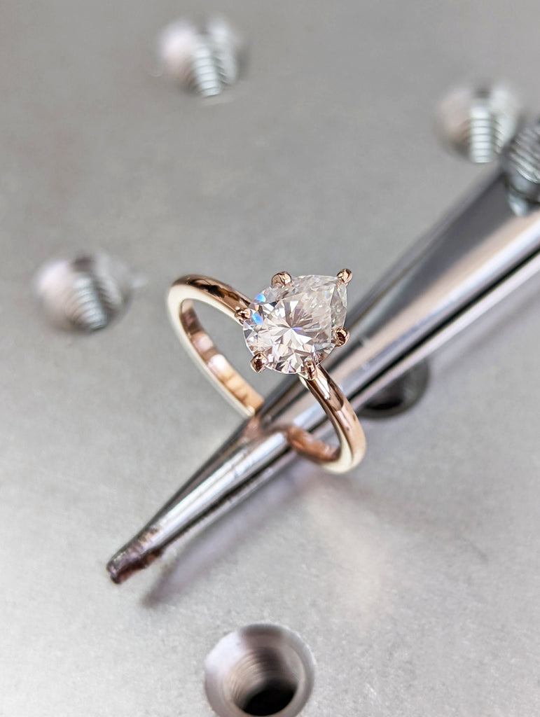 Pear Shaped Moissanite Engagement Ring, Teardrop Moissanite Ring, Yellow Gold Ring Rose Gold Simple Solitaire, Tear Drop Cut Pear Shape