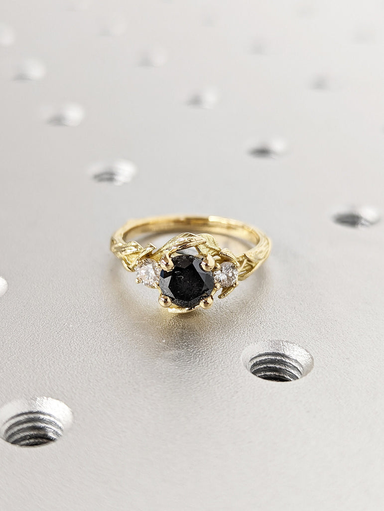 Leaves Engagement Ring, 14K Gold and Diamond engagement ring, engagement ring, leaf ring, vintage, Alternative Engagement Ring