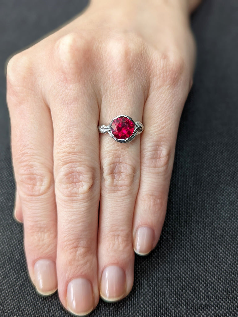 Ruby Engagement Ring, Leaves Ring Ruby Ring, Ruby Engagement Ring Leaf Engagement Ring Rose Gold Ruby Ring, Leaf Ring, Nature Ring