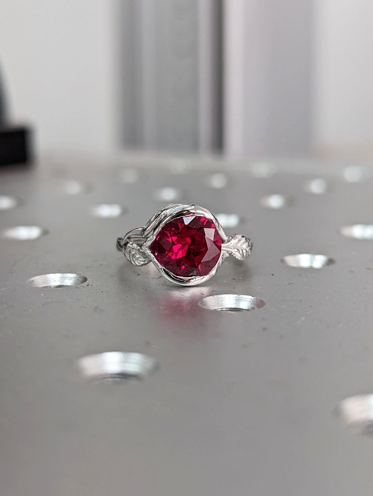 Ruby Engagement Ring, Leaves Ring Ruby Ring, Ruby Engagement Ring Leaf Engagement Ring Rose Gold Ruby Ring, Leaf Ring, Nature Ring