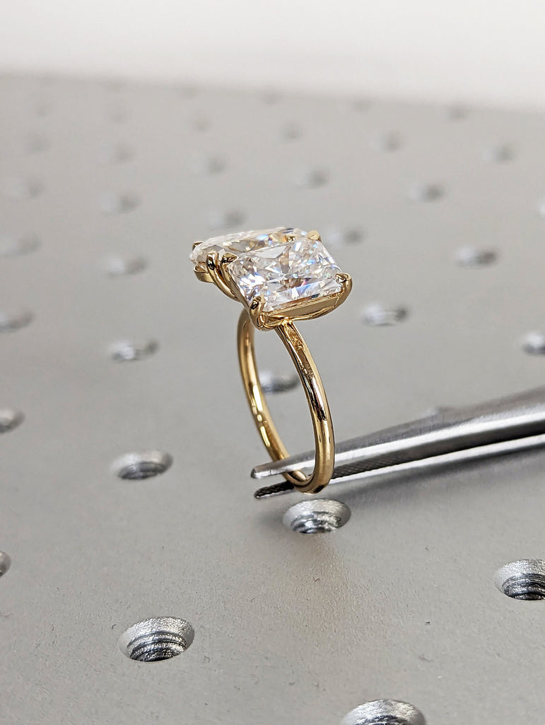 3 Carat Double Stone Engagement Ring Pear Cut and Radiant Cut Moissanite Two Stone Wedding Ring 14K White Yellow Rose Black Gold Talon Prong