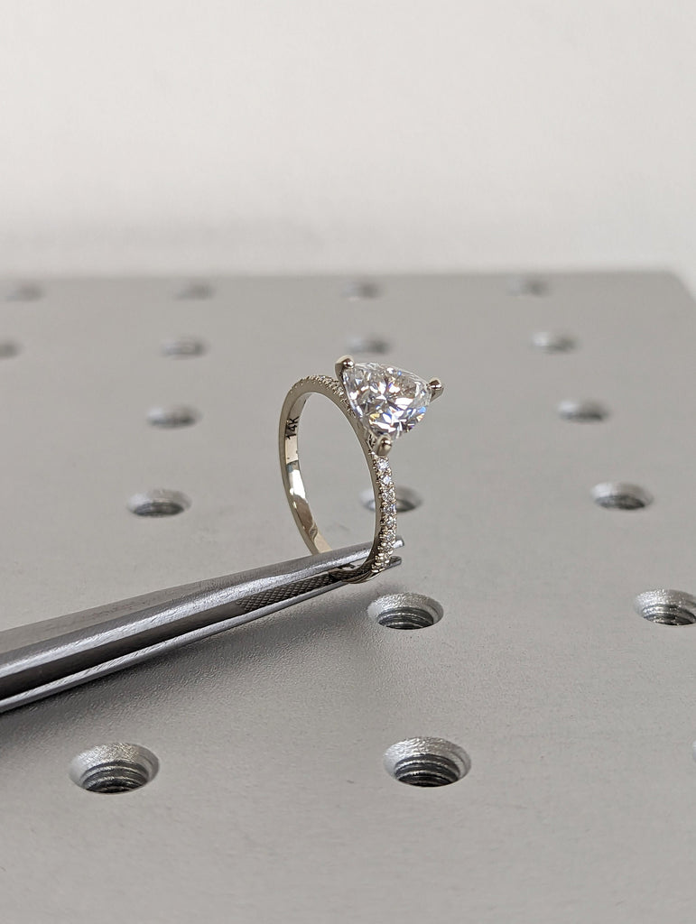 14K Solid Gold Engagement Ring /2CT Trillion Moissanite Diamond Wedding Ring/Moissanite Engagement Ring/Stack Ring/Promise ring/Rose gold