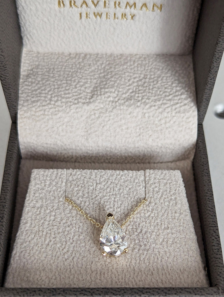 Moissanite Wedding Necklace, Bridesmaid Engagement Gift Dainty Solitaire Teardrop Pear Shape Diamond Simulant Bridal Jewelry Gift for Her