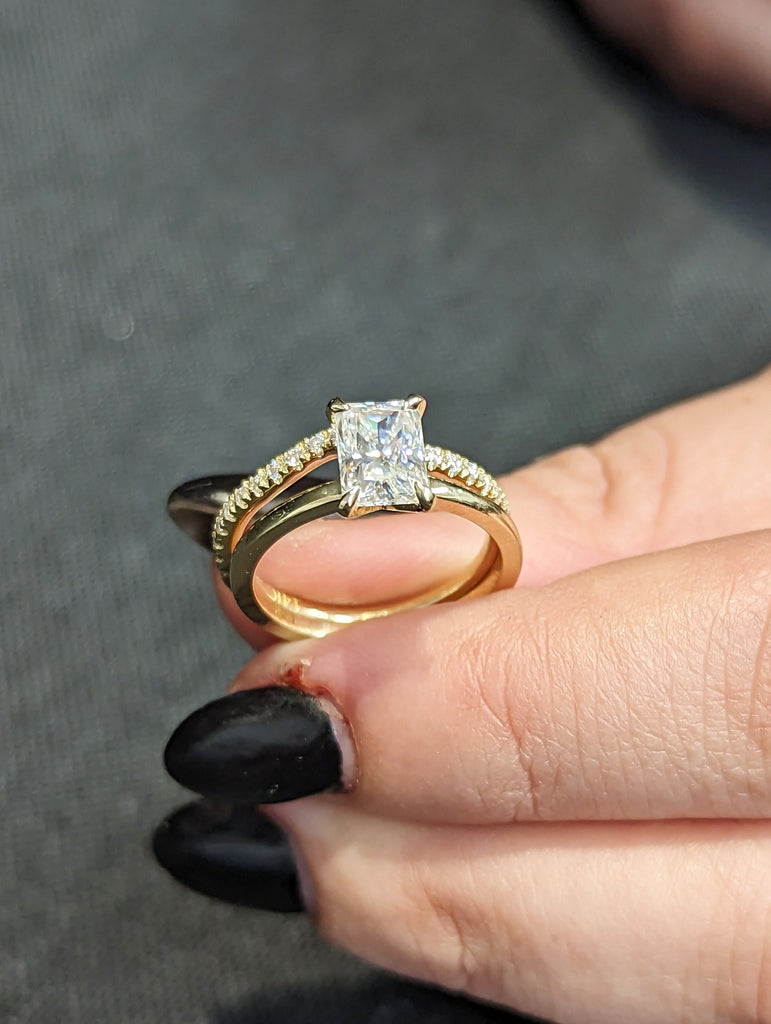 1CT Radiant Cut Moissanite Engagement Ring/14K Solid Yellow Gold Moissanite Promise Ring Handmade Ring for Women/Anniversary Gift/Solitaire