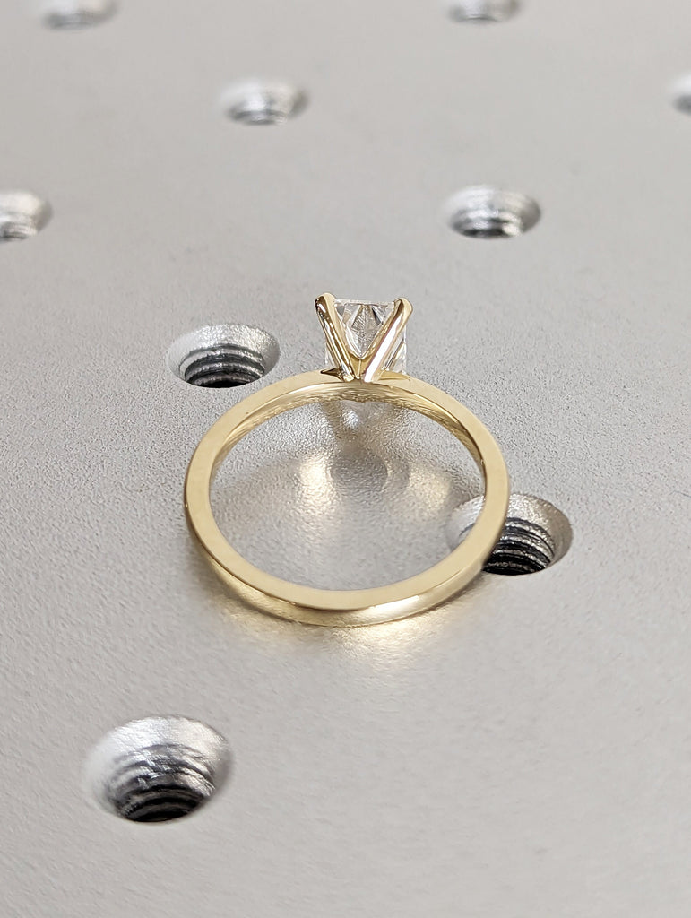 1CT Radiant Cut Moissanite Engagement Ring/14K Solid Yellow Gold Moissanite Promise Ring Handmade Ring for Women/Anniversary Gift/Solitaire