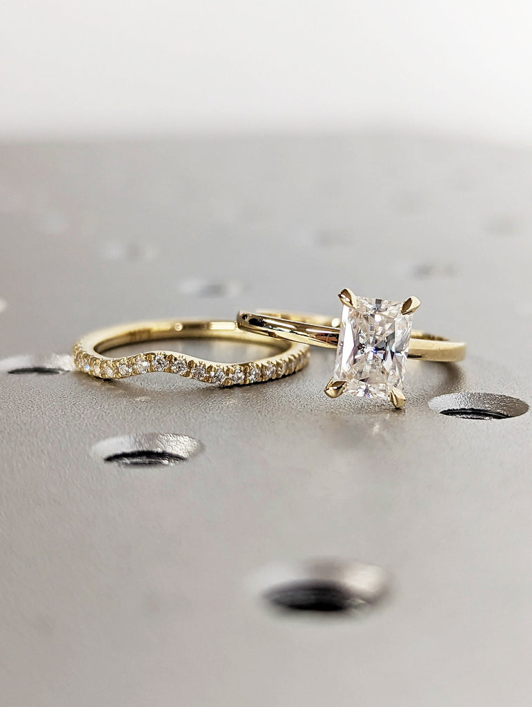 1CT Radiant Cut Moissanite Engagement Ring/14K Solid Yellow Gold Moissanite Promise Ring Handmade Ring for Women/Anniversary Gift/Solitaire