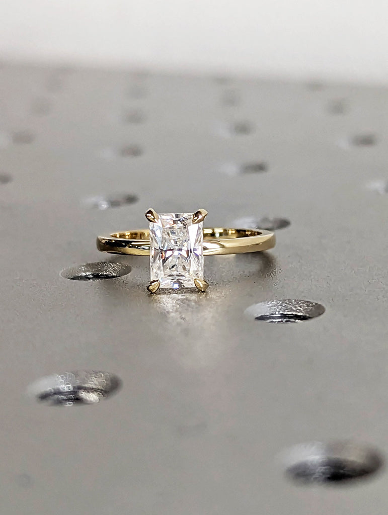 1CT Radiant Cut Moissanite Engagement Ring/14K Solid Yellow Gold Moissanite Promise Ring Handmade Ring for Women/Anniversary Gift/Solitaire