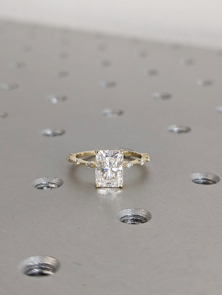 1.5 CT Radiant Engagement Ring, Dainty Moissanite Engagement Ring