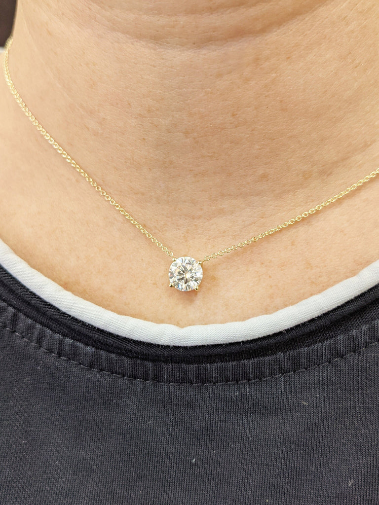 2CT Moissanite Necklace • Round Moissanite Necklace • Moissanite Solitaire Necklace • Perfect Gift for Her • Minimalist Solitaire • Handmade