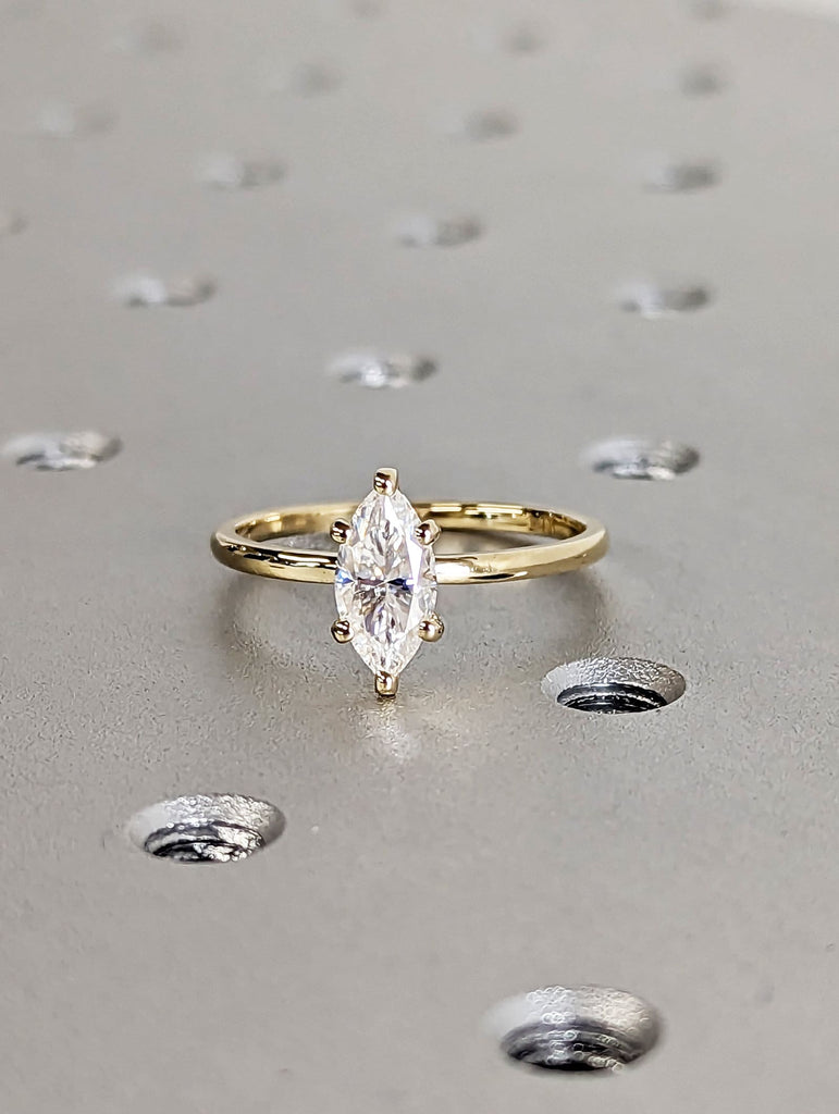 1 Carat Marquise Engagement Ring, Marquise Lab Grown Diamond Solitaire Engagement Ring, Wedding Ring, Anniversary Ring 14K Solid Yellow Gold