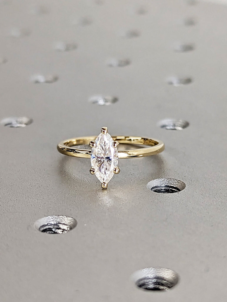 1 Carat Marquise Engagement Ring, Marquise Lab Grown Diamond Solitaire Engagement Ring, Wedding Ring, Anniversary Ring 14K Solid Yellow Gold