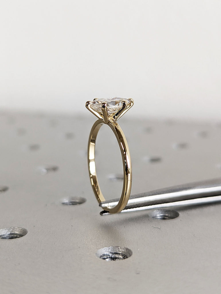1 Carat Marquise Engagement Ring, Marquise Moissanite Solitaire Engagement Ring, Wedding Ring, Anniversary Ring 14K Solid Real Yellow Gold