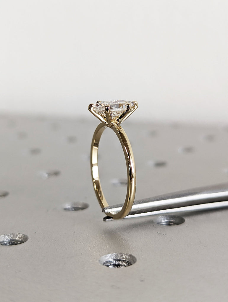 1 Carat Marquise Engagement Ring, Marquise Lab Grown Diamond Solitaire Engagement Ring, Wedding Ring, Anniversary Ring 14K Solid Yellow Gold