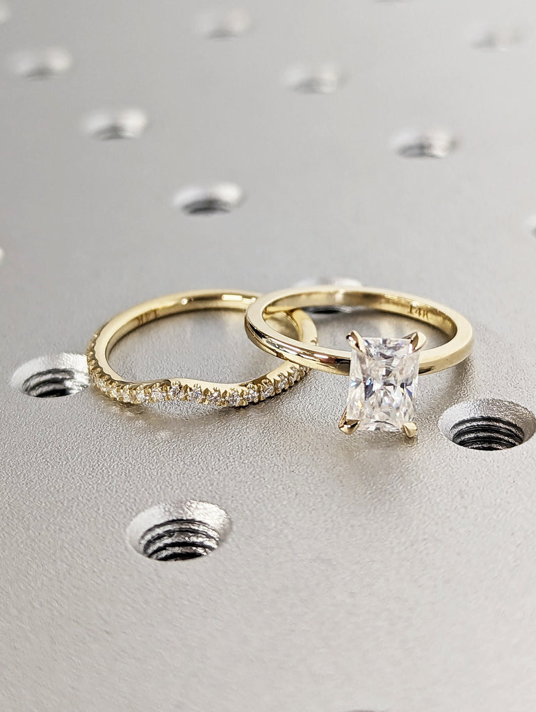 1CT Radiant Cut Moissanite Engagement Ring/14K Solid Yellow Gold Moissanite Promise Ring Handmade Ring for Women/Anniversary Gift/Solitaire