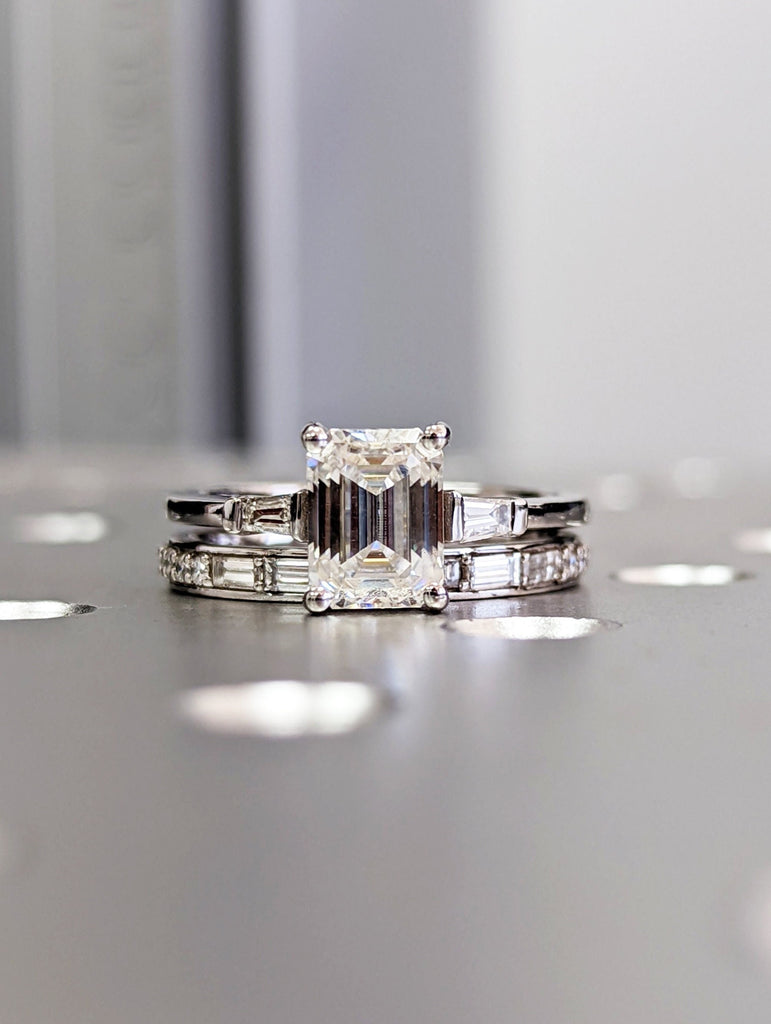 Emerald Cut Engagement Ring, Emerald Cut Ring, Baguette Engagement Ring, 1.5 Ct Solid 14k Gold Moissanite Engagement Ring, Minimalist Ring